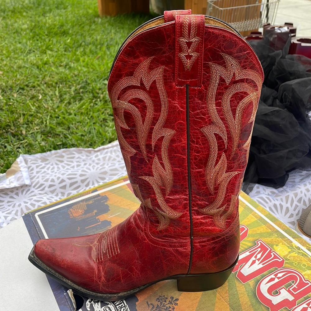 Genuine Red Leather Boots